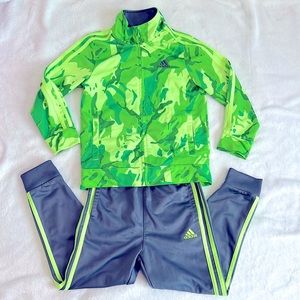 Adidas Track Suit Size 6 Camo Green & Grey
